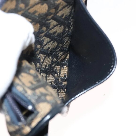 Christian Dior Trotter Canvas Shoulder Bag Navy Gold Auth BA7310 - Picture 13 of 16